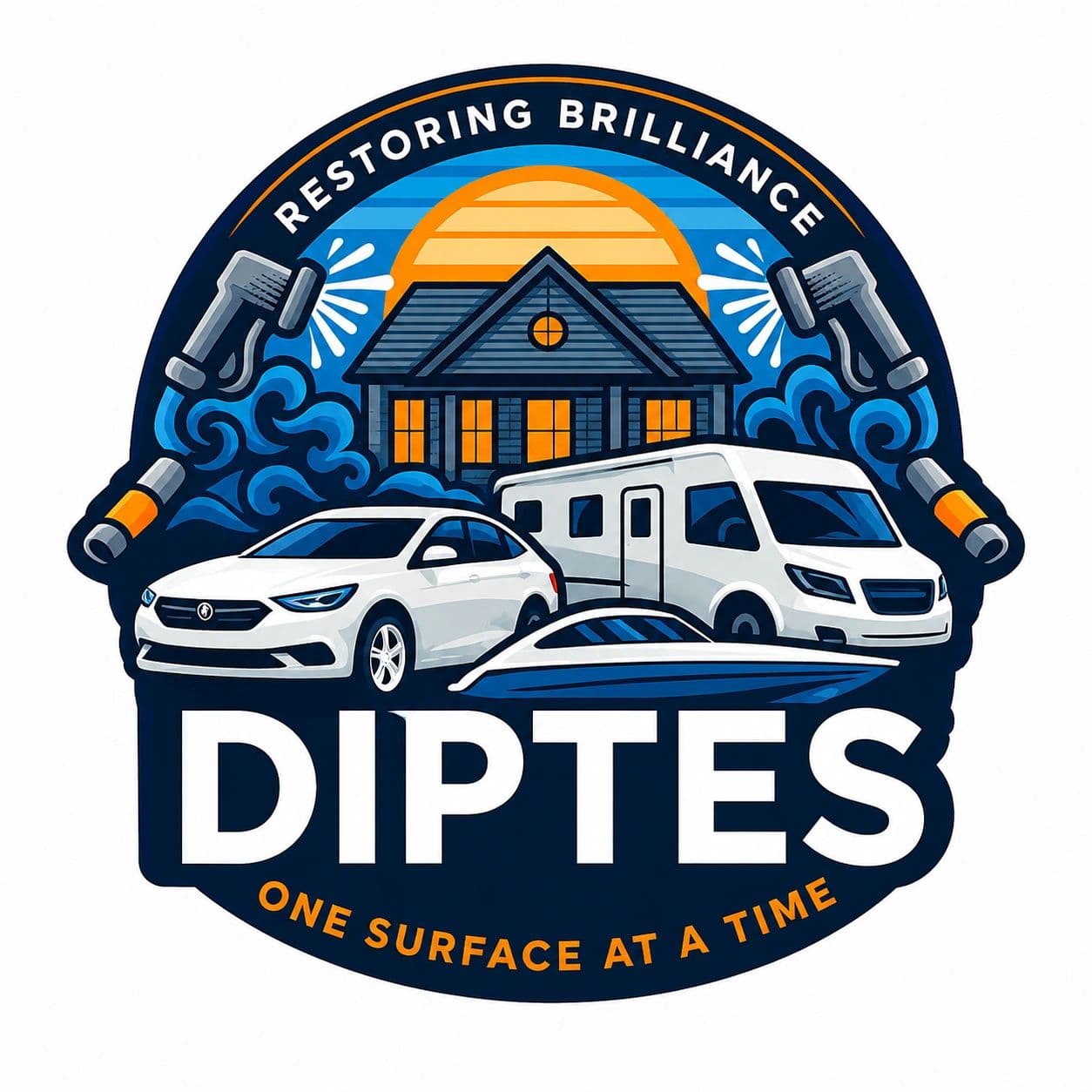 Diptes exterior pressure washing and detailing service emblem